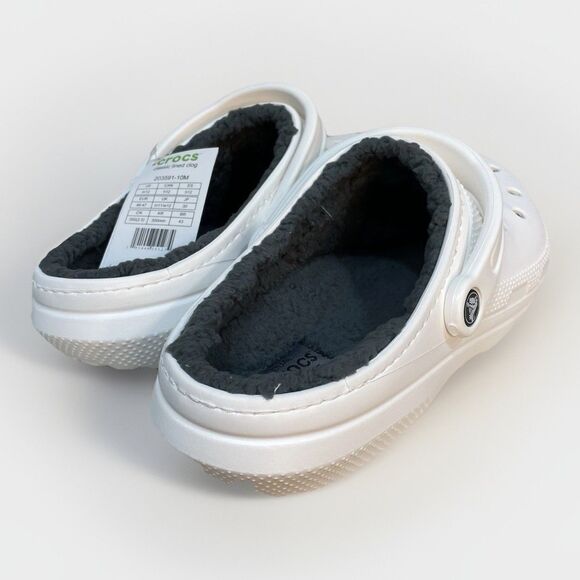 Crocs Classic Lined Clog Mens 12 White Grey Gray Comfortable Slip On Brand New main image 11
